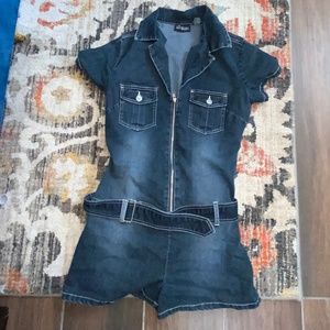 No boundaries vintage stretch denim romper.